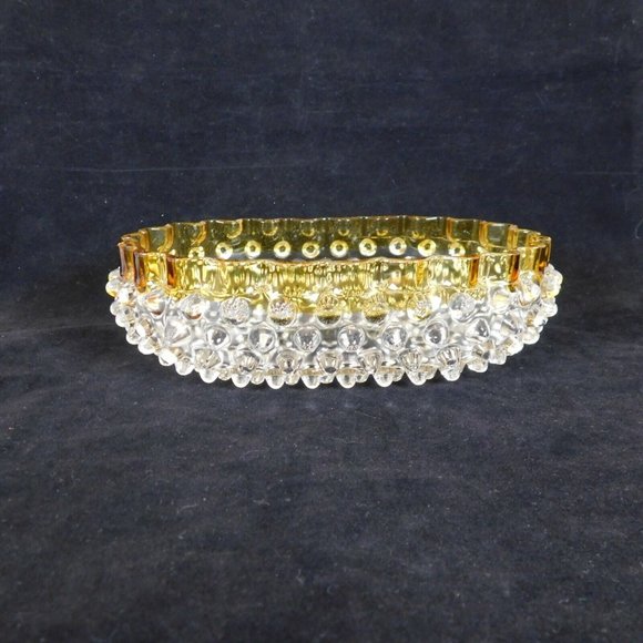 Hobbs Brockunier 323 Yellow Frances Dew Drop Hobnail Ware 7 in Oval Bowl FLAW - Picture 8 of 12
